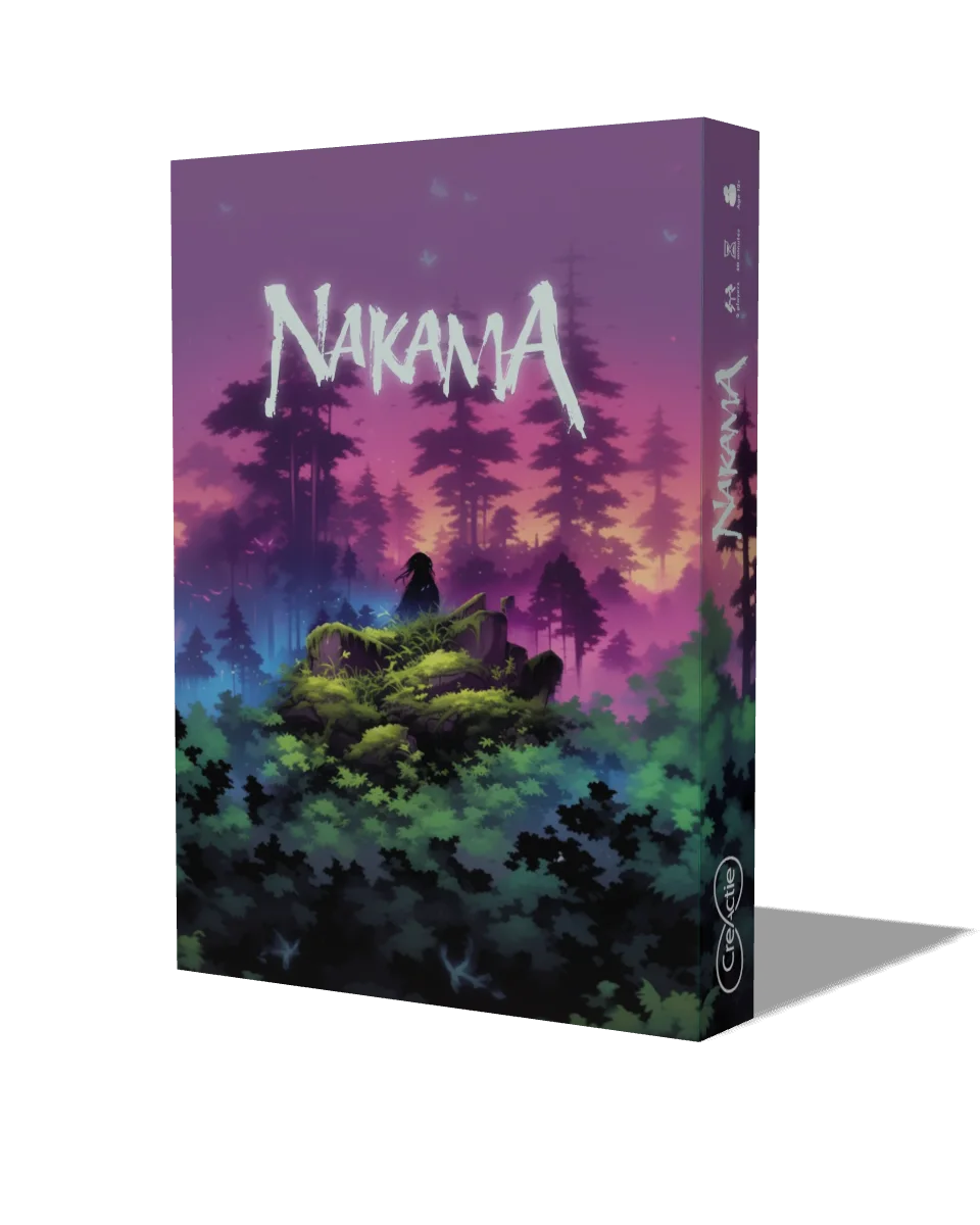 Nakama: the box with card decks and fanned cards